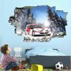 3D Wall Decal, Car Breaking Through Wall, Winter Forest, 90 x 60 cm view 2