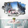 3D Wall Decal, Car Breaking Through Wall, Winter Forest, 90 x 60 cm view 4