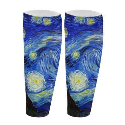Wanyint Calf Compression Sleeves for Women and Men, Elastic Leg Compression Sleeves, Basketball, Bergre, Calf, Van Gogh Starry Night, 42