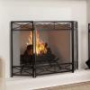 Modern 3-Panel Fireplace Guard, 127 cm Wide, Folding Iron Fire Screen with Geometric Décor view 1