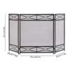 Modern 3-Panel Fireplace Guard, 127 cm Wide, Folding Iron Fire Screen with Geometric Décor view 3