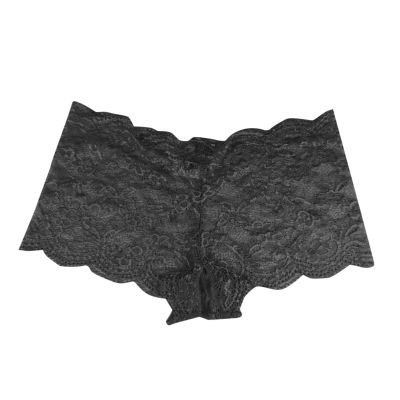 Women's Crotchless Lace Thong, Black, S