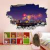 3D Cityscape Wall Decal with Wall-Hole Effect, Removable Wall Decor view 1