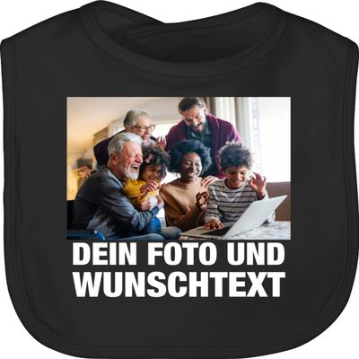 Personalized Baby Bib – Photo, Name or Custom Text – One Size – Black