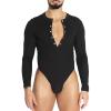 Duohropke Men's One-Piece Bodysuit, Long-Sleeve Lingerie Jumpsuit, High-Cut Brief/Thong, Slim-Fit Leotard view 1