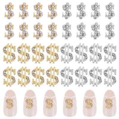 DICOSMETIC 32-Piece Gold and Silver Dollar Nail Charms
