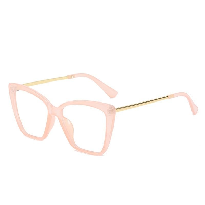 PARWANA Women's Fashion Cat-Eye Reading Glasses, Oversized Blue-Light Computer Readers, Pink, +1.00