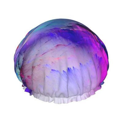 Northern Lights Double-Layer Waterproof Shower Cap with Elastic