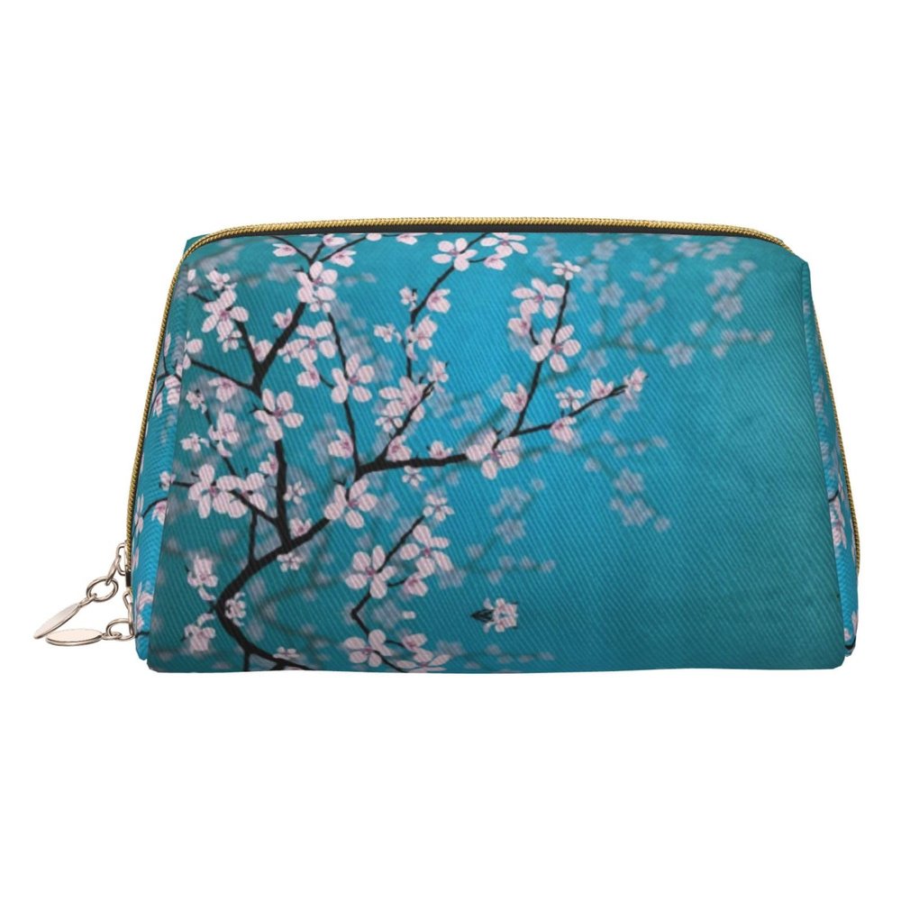 Personalized Japanese Cherry Blossom Cosmetic Bag, White