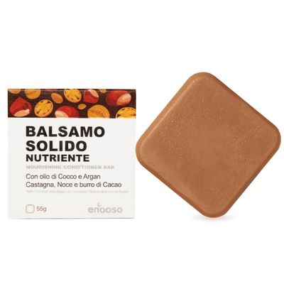 Solid Conditioner for Curly and Frizzy Hair | Sulfate-, Silicone- and Paraben-Free | Anti-Frizz and Nourishing with Argan, Coconut, Chestnut and Walnut | 100% Handmade, Natural, Vegan