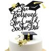 Arthsdite She Believed She Could Graduation Cake Topper, 2026, Black Glitter view 1