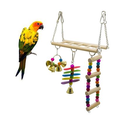 HAPINARY Parrot Toy Set - Hanging Ladder & Swing