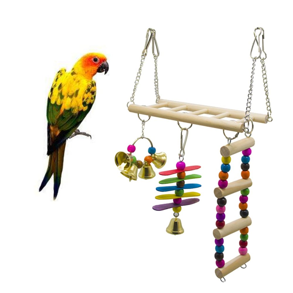 HAPINARY Parrot Toy Set - Hanging Ladder & Swing