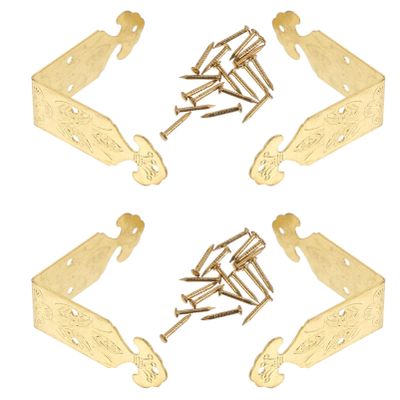 Vintage Brass Corner Protectors for Jewelry Boxes, 4-Pack
