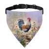 Xoenoiee Dog Bandana with Chicken Floral Print, Adjustable Buckle and Metal Leash Ring for Large Pets view 1