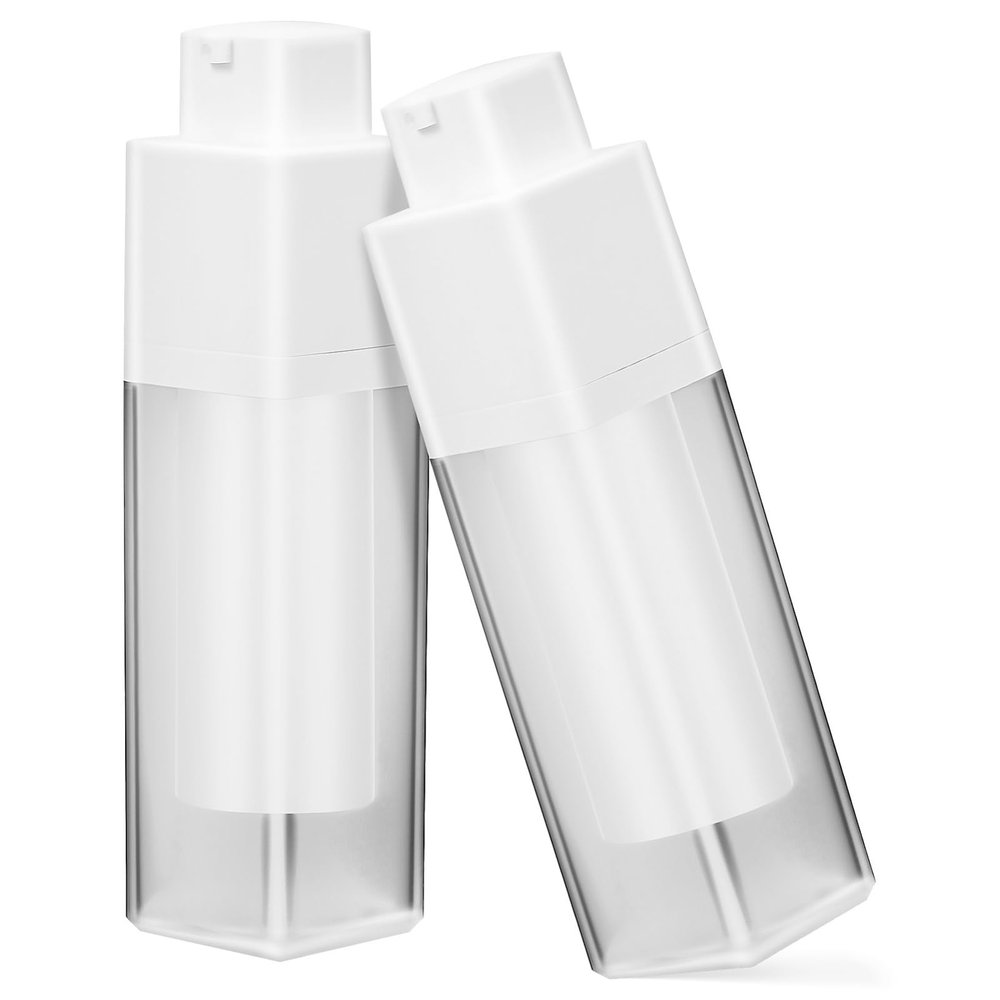 2-Pack 30 mL Frosted Airless Pump Bottles, White AS/PP