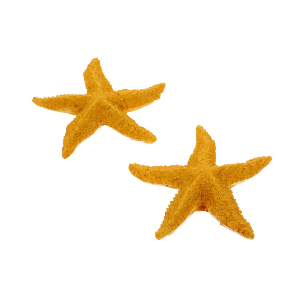 FRCOLOR 2-Piece Artificial Yellow Resin Starfish Aquarium Decorations