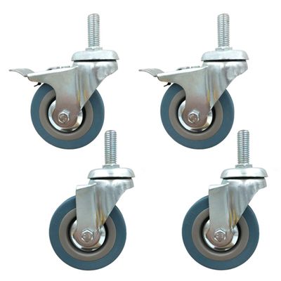 3 in (75 mm) Heavy-Duty Swivel Casters with Brakes, M12, 4-Pack