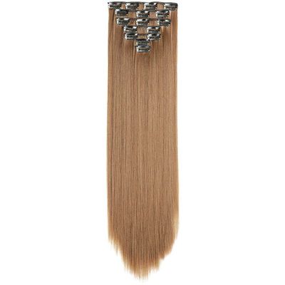 Hrippy Clip-In Hair Extensions, Long Straight Synthetic Hairpieces, Blonde, Black and Brown, Heat-Resistant