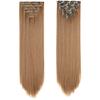 Hrippy Clip-In Hair Extensions, Long Straight Synthetic Hairpieces, Blonde, Black and Brown, Heat-Resistant view 2