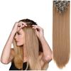Hrippy Clip-In Hair Extensions, Long Straight Synthetic Hairpieces, Blonde, Black and Brown, Heat-Resistant view 4