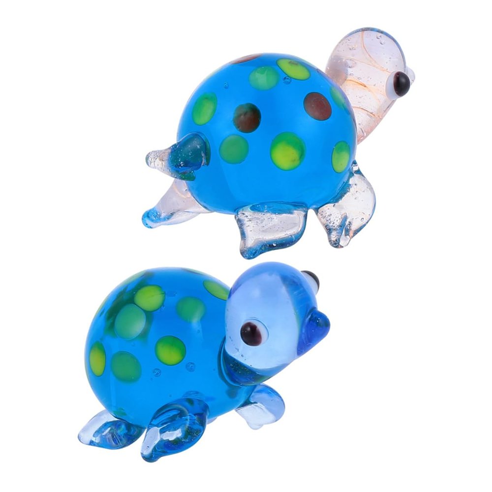 FOMIYES 2-Piece Glass Turtle Ornaments
