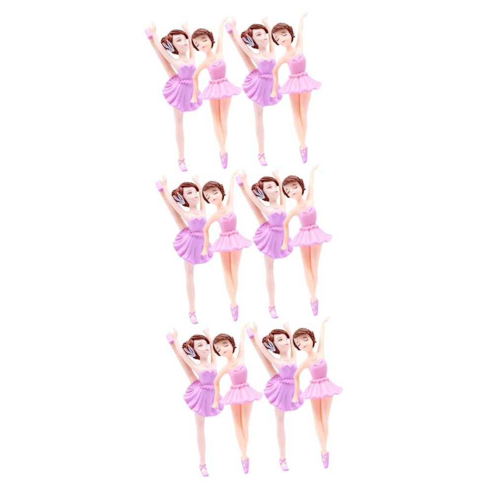 Warmhm 3 Sets Ballerina Statue Cupcake Toppers, Dancing Girl Figurines, Shiny Reusable Dessert Toppers, 4 Pieces × 3