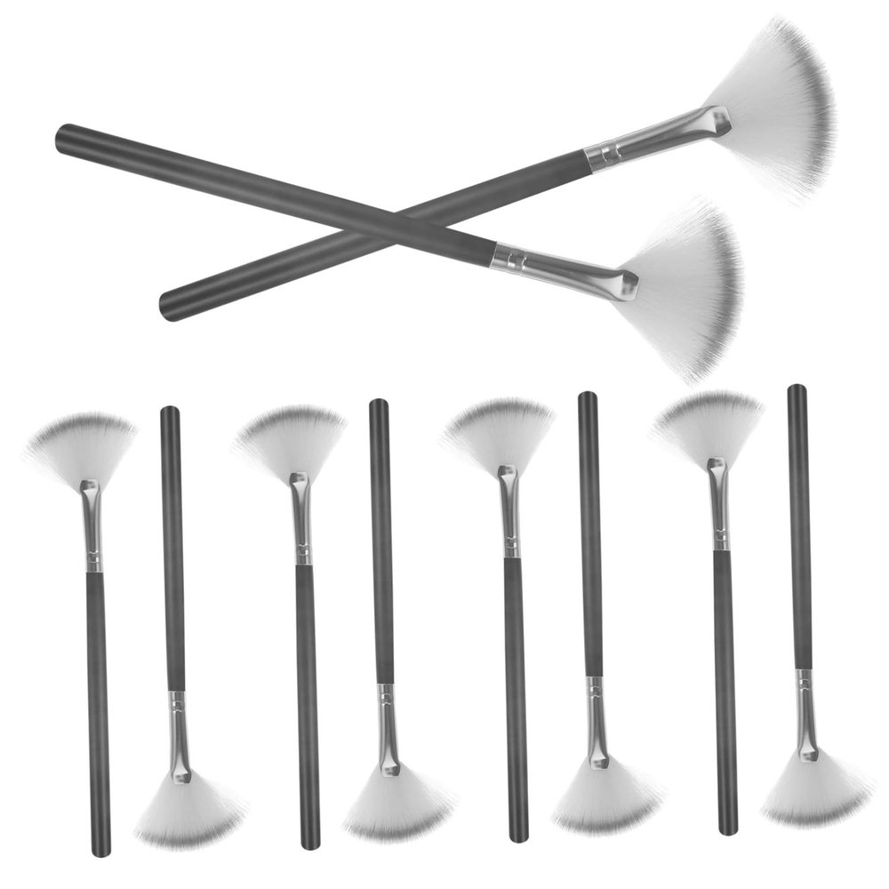 DOITOOL 10-Piece Fan Makeup Brush Set for Precise Application of Highlighter and Powder