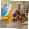 DOITOOL Hanging Parrot Toy with Pine Cones, Wood, and Metal view 3