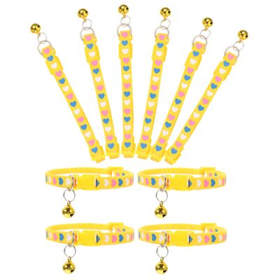 Housoutil 10-Pack Heart Pattern Cat and Dog Collars with Bells