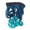 Housoutil Long Curly Wavy Synthetic Hairpiece, Sea Blue to Peacock Blue Gradient view 3