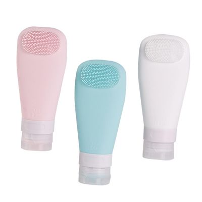 Housoutil 3-Pack 90 mL Leak-Resistant Silicone Shampoo Bottles, Refillable and Portable for Business Trips and Vacations