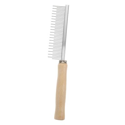 Housoutil Metal Dog Grooming Comb with Wooden Handle