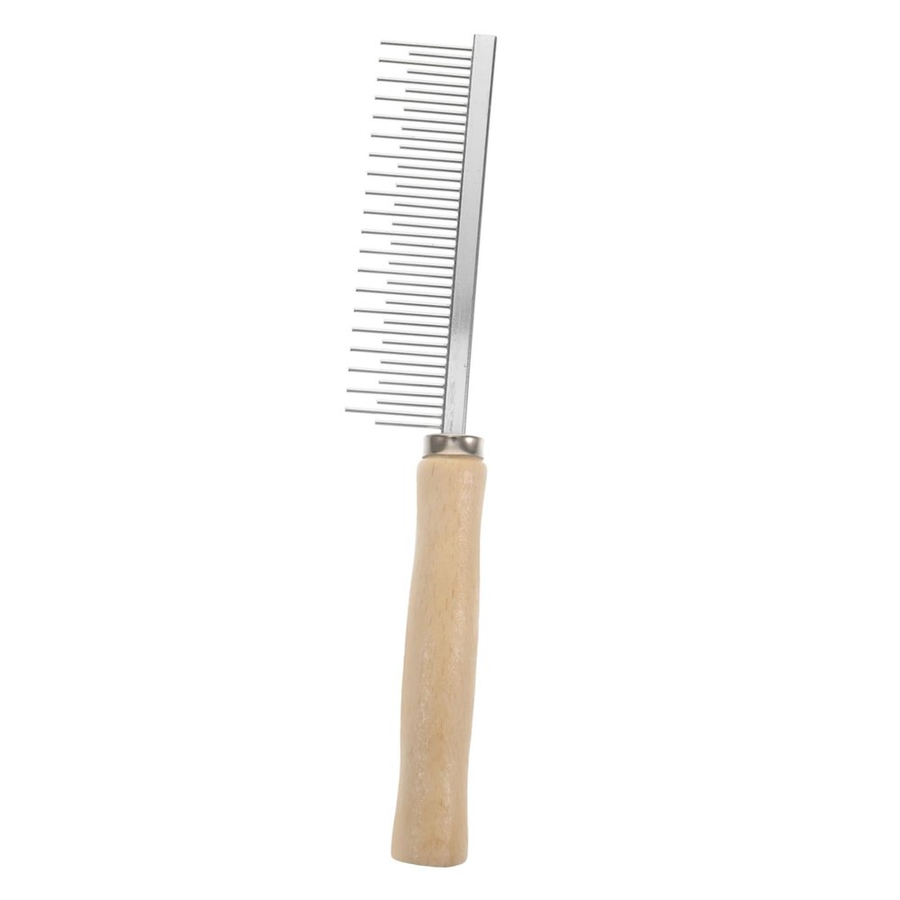 Housoutil Metal Dog Grooming Comb with Wooden Handle