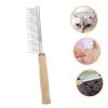 Housoutil Metal Dog Grooming Comb with Wooden Handle view 2