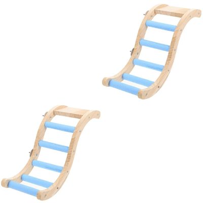 Housoutil 2-Piece Colorful Parrot Ladder Climbing Toy for Budgies and Other Birds