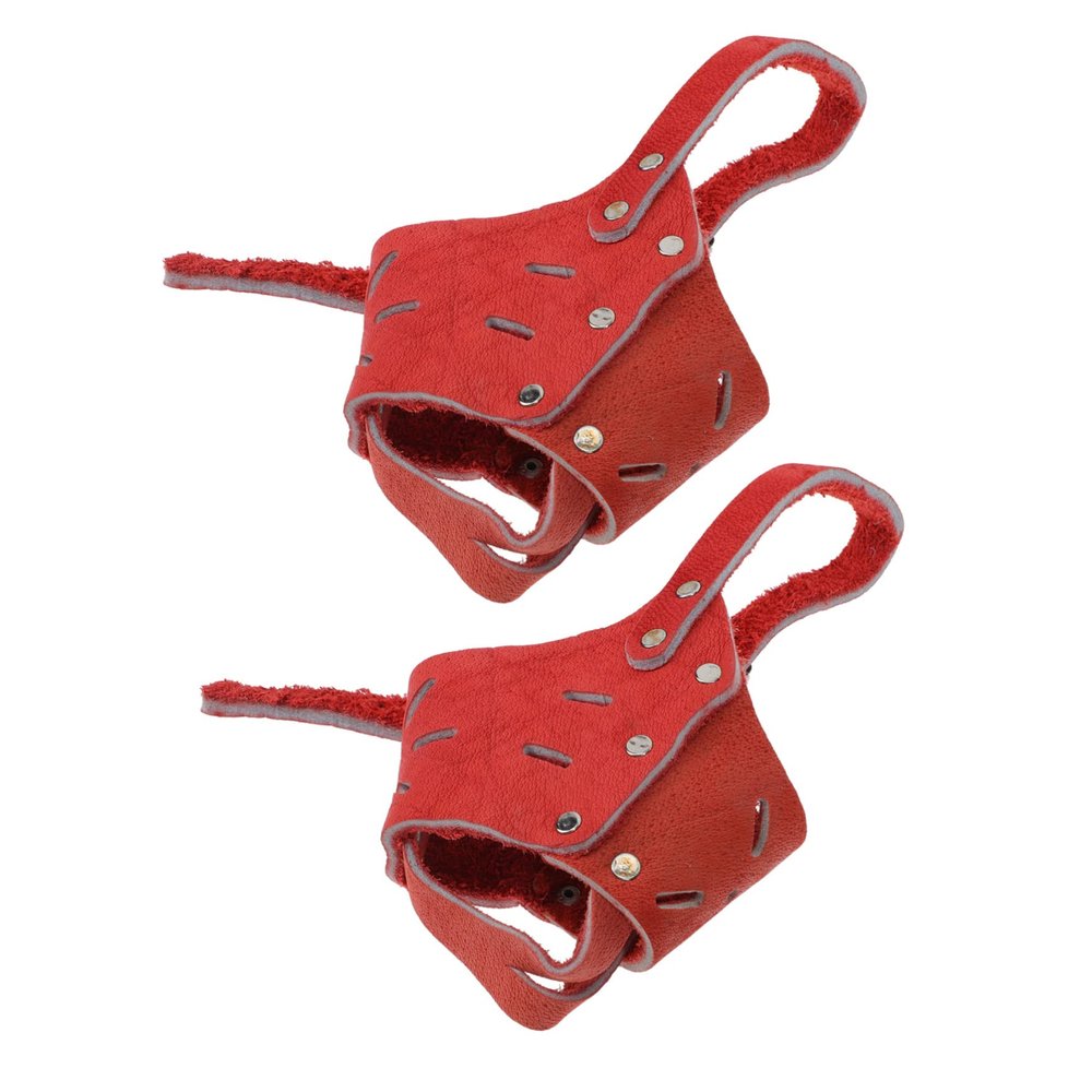 Adjustable Dog Muzzle with Anti-Bite Function, 2-Pack, Brown Leather