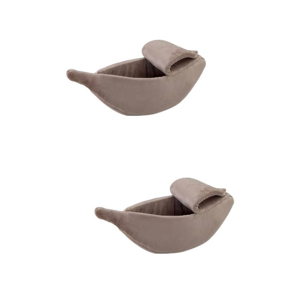 Beavorty Banana-Shaped Pet Bed, Warm Nest for Dogs and Cats, Khaki, Size S, 2-Pack