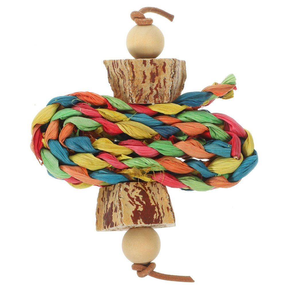 DOITOOL Hanging Wooden Chew Toy for Parrots