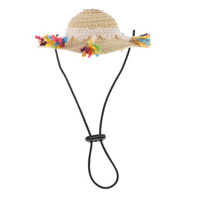 Stylish Pet Straw Hat with Tassels