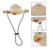 Stylish Pet Straw Hat with Tassels view 3