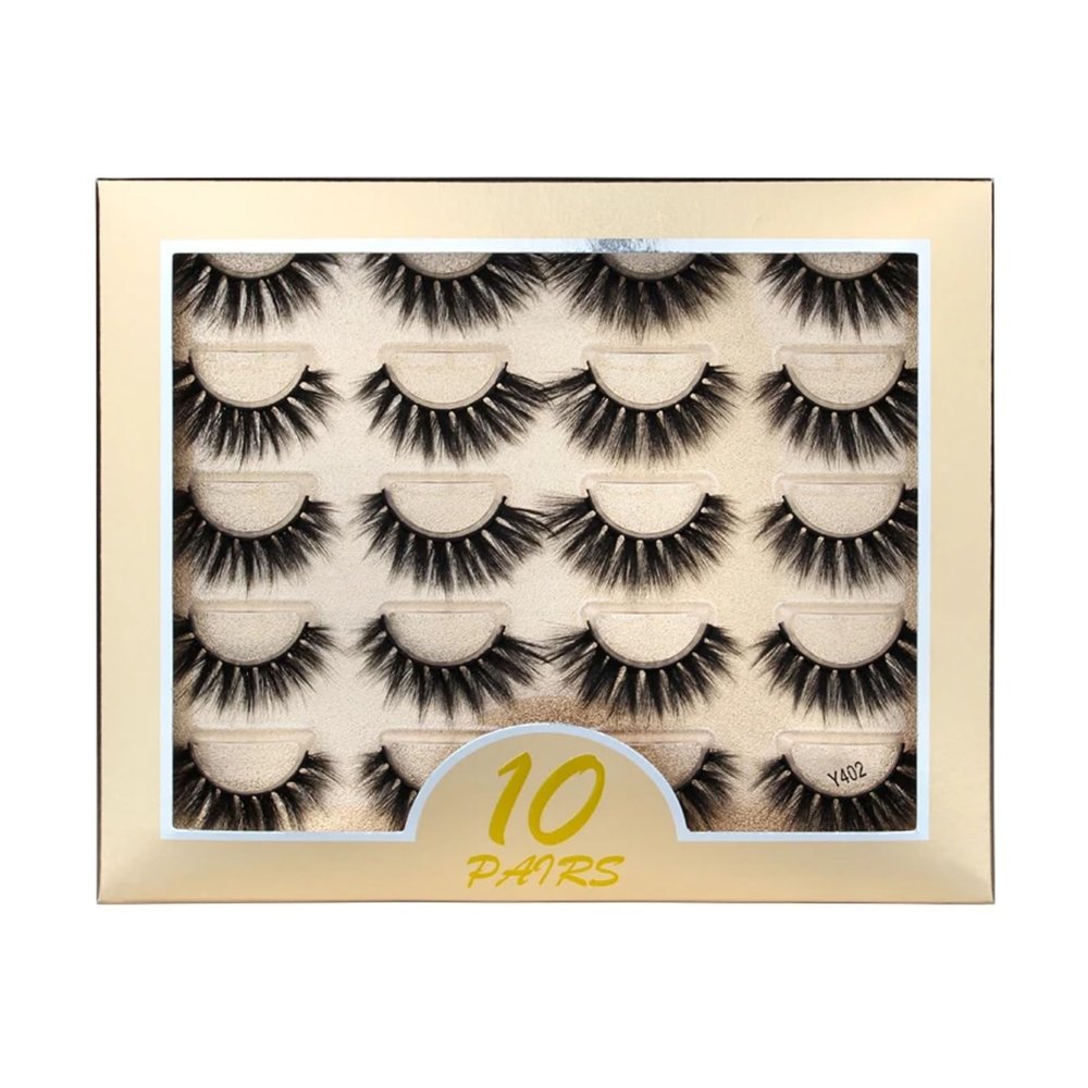 UAMOU 50/100/300 Pairs Natural Mink Faux 3D Strip Lashes, Thick Dramatic False Eyelash Extensions, Cheerfully (Color: Y402, Size: 30 Boxes)