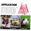 FOMIYES Pink Felt Hamster House with Wood, Space-Saving Small Pet Bed view 2