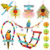 Oikabio Budgie Toys, Small Chew Toys for Parrots, Cage Foraging Toys, Hanging Toys, Bird Swing and Ladder view 1