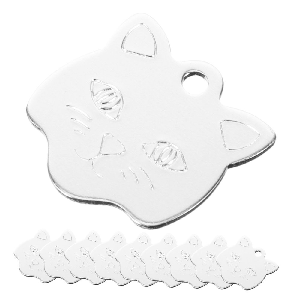 Angoily 10 Pack Aluminum Dog Tags in Cat Head Shape