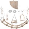 Angoily 1-Set Wooden Bird Toy with Chew Toy and Swing for Parrots and Parakeets, Easy to Hang view 1