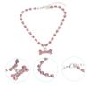 Housoutil Rhinestone Dog Collar with Adjustable Chain and Bone Pendant view 3