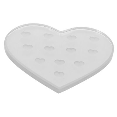 Heart-Shaped Glass Eyelash Extension Pad, 12-Hole Storage Cushion