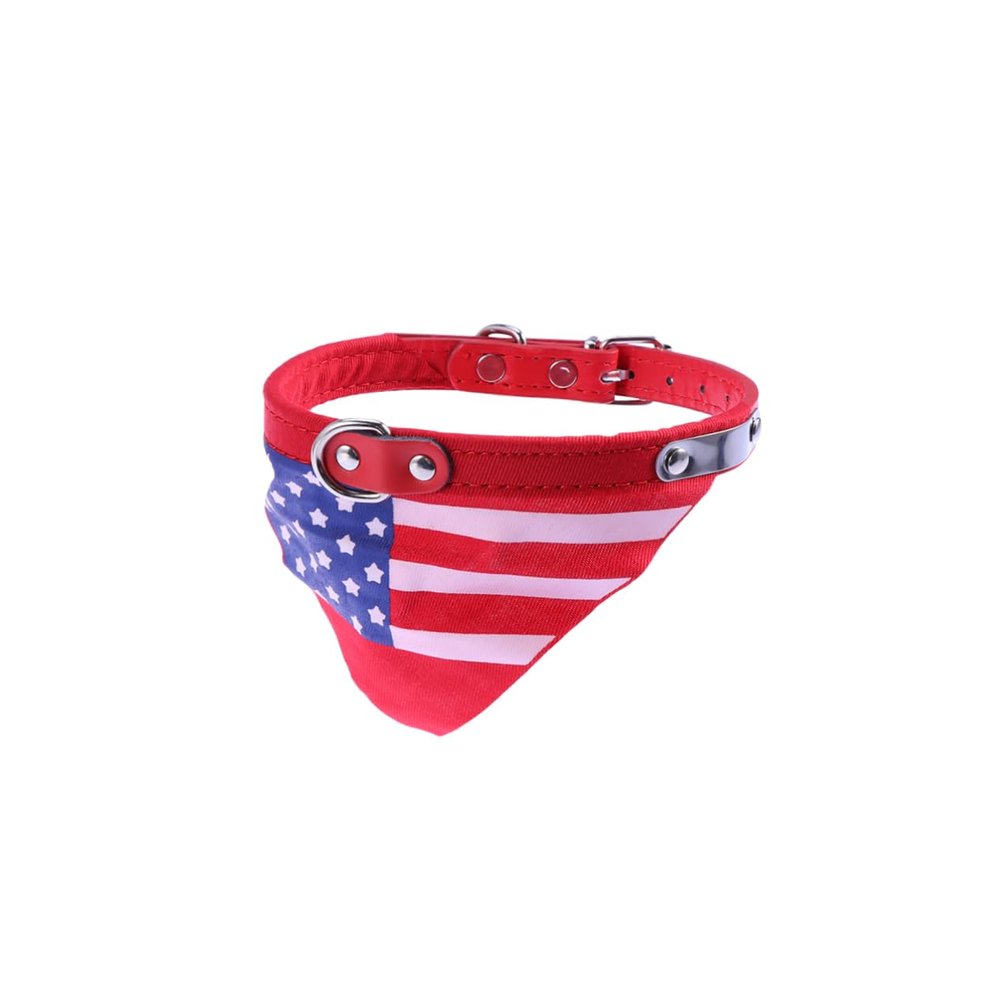 Beavorty Adjustable PU Dog Collar with Triangle Bandana - Red
