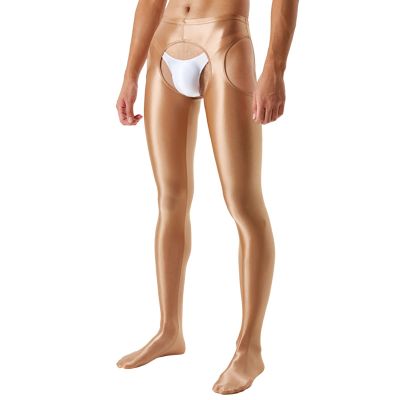 PODOLIXIA Men's Sexy Long Pants, Crotchless Fetish Mesh Underwear, Low-Waist Hipster Clubwear